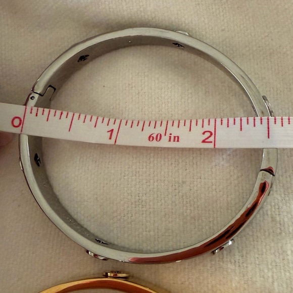Kate Spade Shiny studded Silver hinged bangle Bracelet - Picture 7 of 11